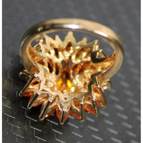 .925 Sterling Silver Orange Crystal Vermeil Cocktail Ring - Picture 5 of 5